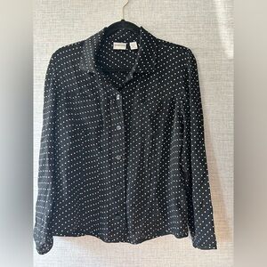 Chico's Silk Black and White Polka Dot Top
